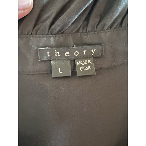 THEORY black sleeveless Ruffle neck victorian office top L vintage Y2K - Picture 4 of 9